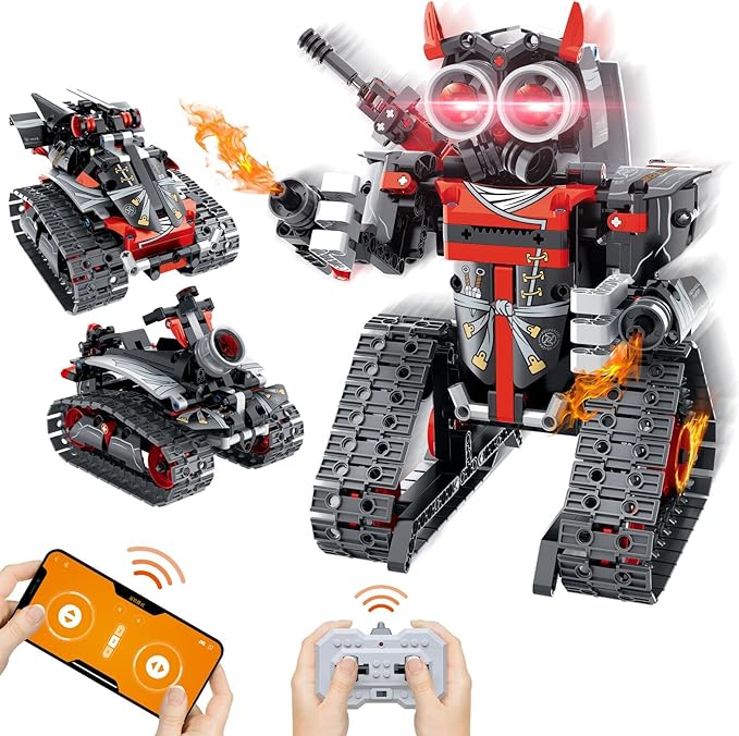 VINTOP 3-in-1 STEM Remote & APP Controlled Coding Robot Building Kit for Boys 6-12, 419 Pcs RC Robot/Tank/Car Educational Building Blocks Toy, Science Learning & Engineering Gift for Kids