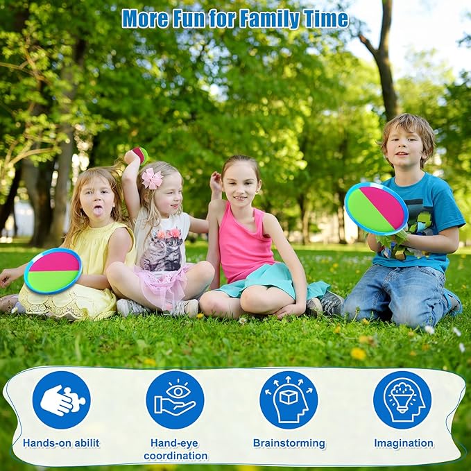 Aywewii Fun Toss and Catch Ball Set Kids Games, Beach Outdoor Backyard Lawn Toys for Kids with 6 Paddles and 3 Balls, Birthday Gift for Age 3-12 Old Boys Girls Kids Adults Family