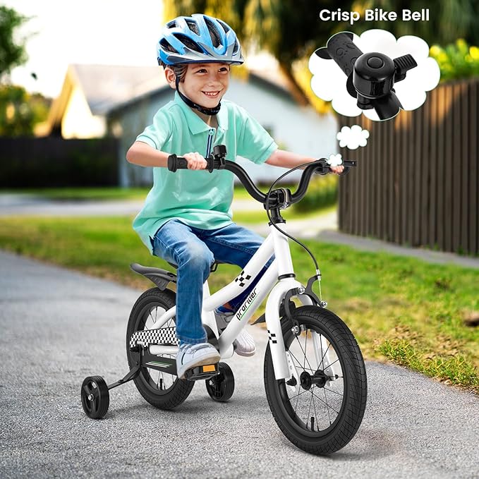 BABY JOY Kids Bike, 12 14 16 18 Inch Children Bikes for Boys Girls Age 3-8 Years w/Training Wheels, Handbrake, Coaster Brake & Removable Basket, Kids Bicycle of Multiple Colors