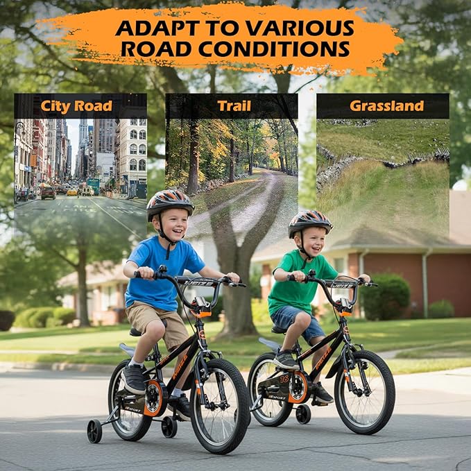 WEIZE Kids Bikes,16 20 Inch Boy's Bike for Kids,BMX Style Bicycle for Boys Girls Ages 4-12 Years Old,Kids Bicycle with Adjustable Seat,Training Wheels,Front and Rear Fender,Multiple Color Options