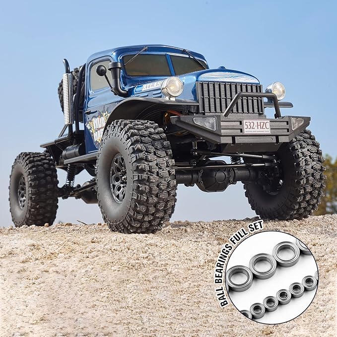 BEEZRC RocHobby 1/10 Scale Atlas 4WD 2.4GHz RC Crawler Offroad Truck Hobby Grade Remote Control Car with Vehicle Transmitter for Adults (Blue)