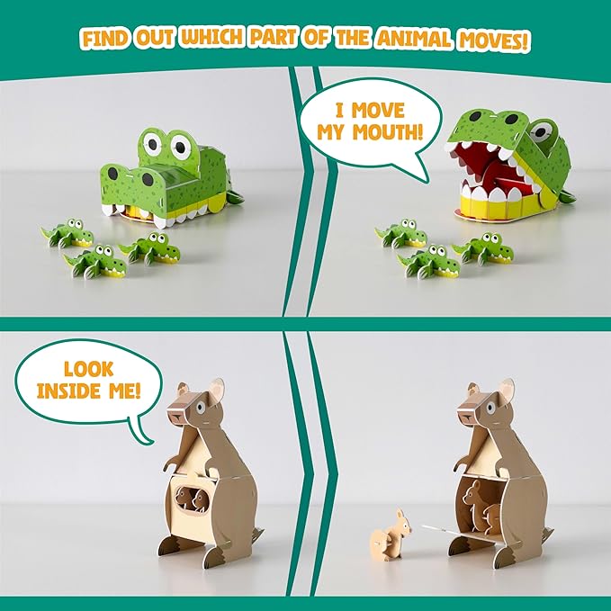 BONNYCO 3D Puzzles for Kids Toys Jungle Animals Pack 8. 3D Puzzle Jigsaw 6-8 9-13, Educational Girl and Boy Toys. Gifts for Kids Activity, Birthday Gifts for Boys. Rompecabezas 3-D Foam, Christmas