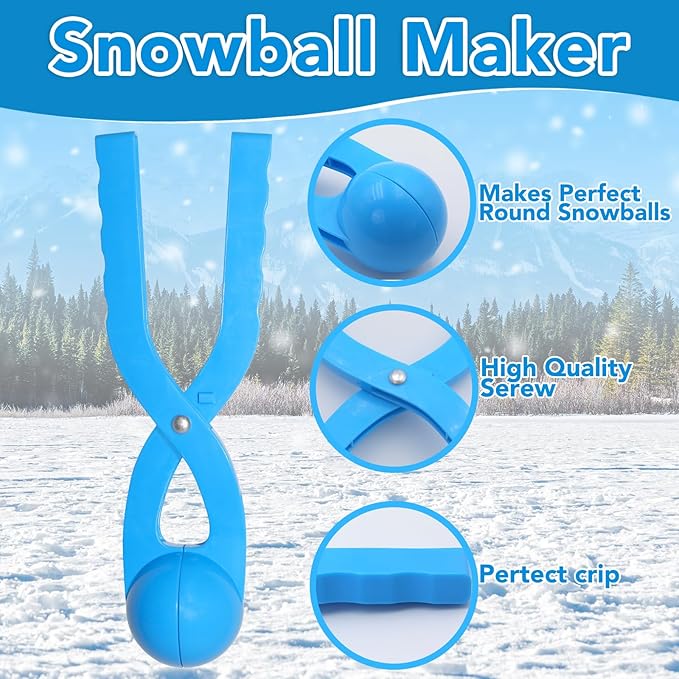 Snow Toys, Snowball Maker Snow Ball Shaper Molds for Kids Snow Ball Fights Tool Winter Toys 2 Pack Snowball Clip Snow Outoor Activities Games for Kids Ages 4+(Set of 2,Green,&Ocean Blue)
