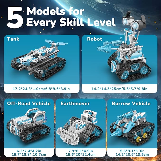 Robot Building Kit with APP/Remote Control STEM Gifts for Boys Age 6-16,Technic Coding Robotic Toys for Kids Birthday, Buildable 5in1 Models with 720 Pieces
