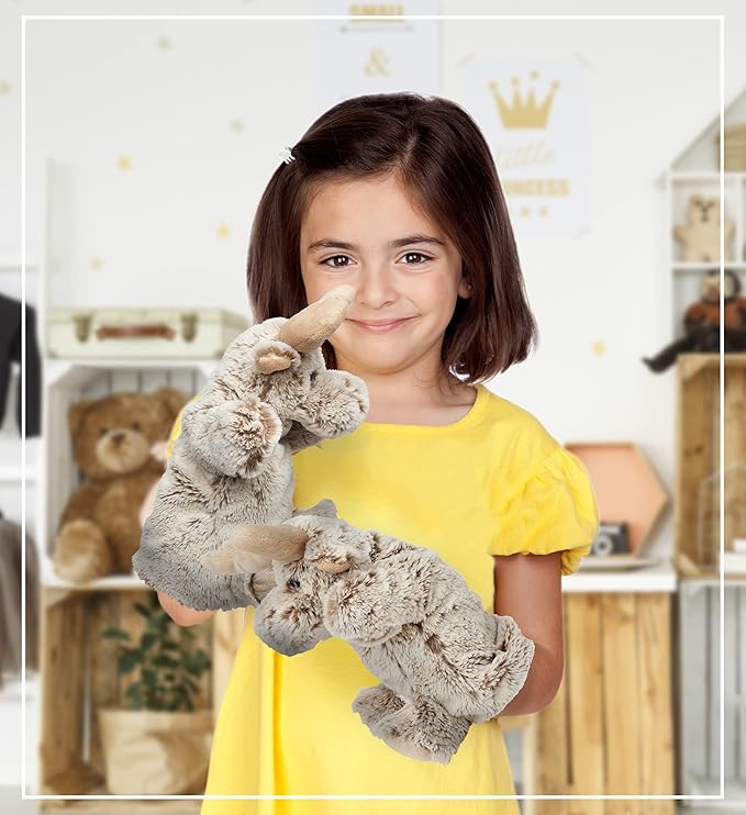 DolliBu Moose Plush Hand Puppet - Super Soft Stuffed Animal Hand Puppet Moose Toy for Kids, Educational Puppets for Teaching Wild Animals for Toddlers