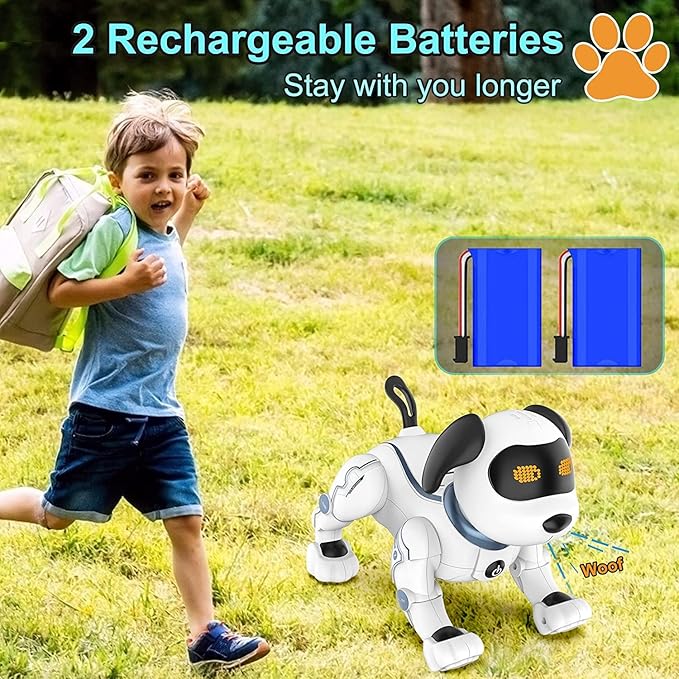 okk Robot Dog for Kids, Remote Control Programmable Robot Toy Dog, Smart Dancing Walking Puppy, Interactive Voice Control Toys, Electronic Pets Gift for Boys Girls