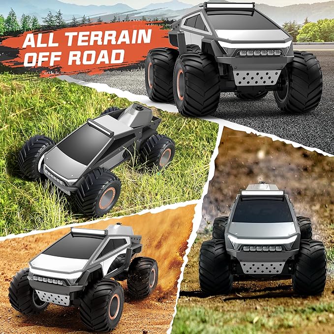 1:12 RC Car Remote Control Monster Truck with Lights & Spray Function Christmas Birthday Gift for 6 7 8+ Year Old Boys Girls