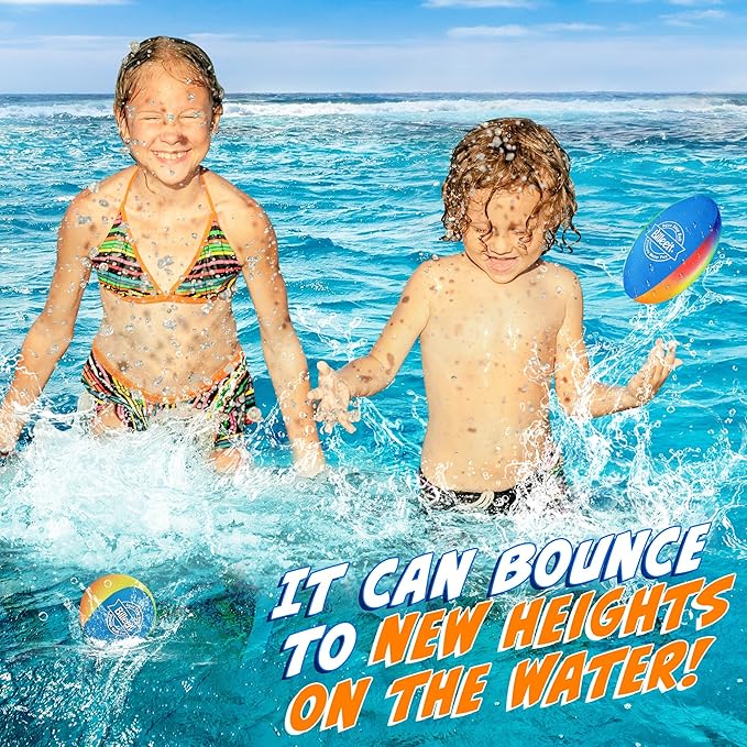 5Pcs Water Skipping Balls Set for Pool Play, Multi-Colored Splash Water Bouncing Balls, Fun Water Pool Beach Swim Toys & Games for Kids 3+ 4-8-12 and Adults