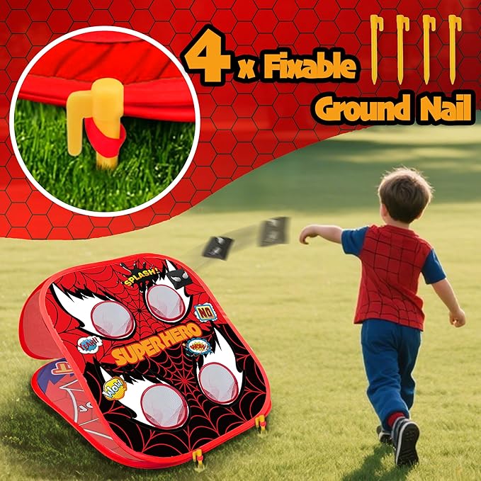 Spider Bean Bag Toss Game for Kids,5-Second Setup Cornhole Game,Spider Toys Gifts for 3 4 5 6 7 8 9 10,Party Outside Activities Carnival Games for Kids,Gift for Boy Girl Birthday or Christmas