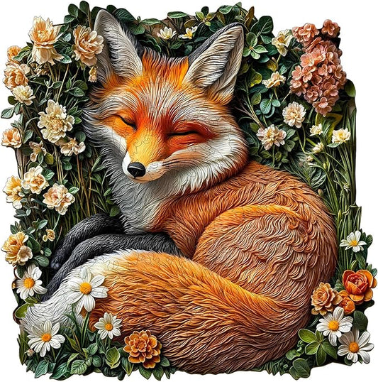 Wooden Puzzles for Adults,Fox Wooden Jigsaw PuzzlesUnique Shapes Pieces Christmas Puzzles Great Box Gift for Kids and Adults.(L-13.4 * 13.2 in 290pcs)