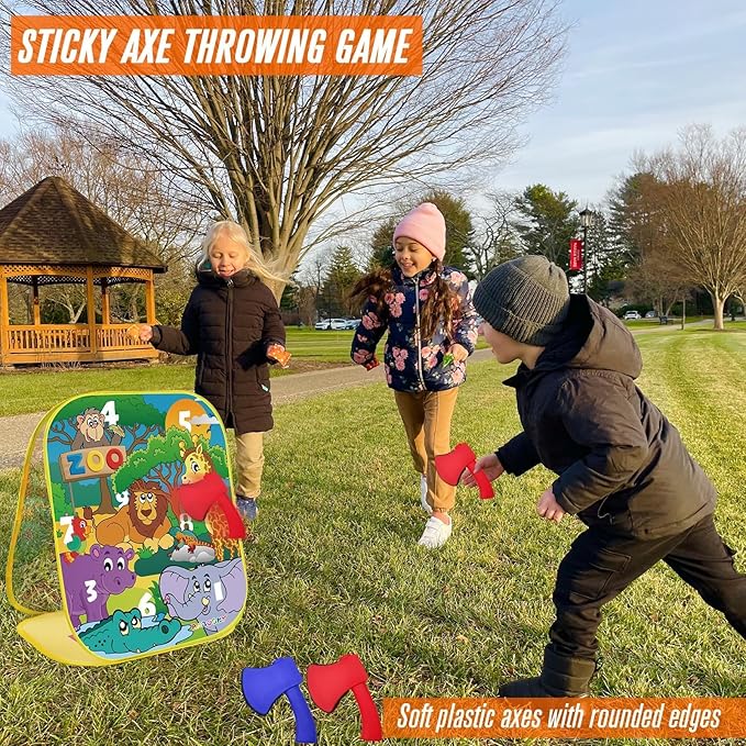 RaboSky 3-in-1 Farm Animals Bean Bags Toss Axes Throwing Sticky Balls Game for Kids 2 3 4 5 Toddlers Indoor Outdoor Sports Activities Toys Gifts for Boys Birthday Easter Christmas Stocking Stuffer