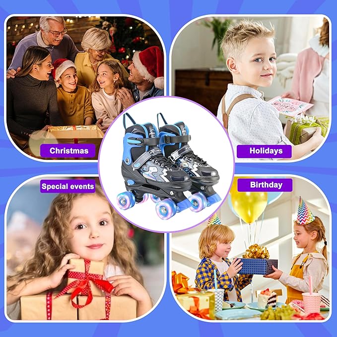 Star Wing Roller Skates for Toddlers & Kids - 4 Size Adjustable Light Up Patines para Niñas, Battery-Free All Illuminating Wheels, Ideal Gift for Girls and Boys Ages 3-12