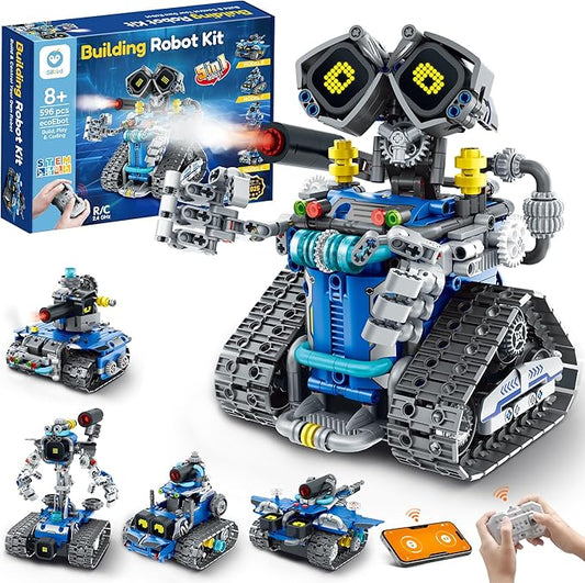 Sillbird STEM Robot Building Kit with Remote Control Gifts for Boys Ages 8-14, Buildable 5in1 Robotics Technic Coding Toy for Kids Birthday with 596 Pieces