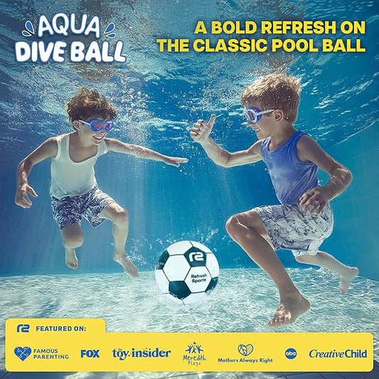 Aqua Dive Pool Ball - Underwater Pool Toys For Kids & Teens - Fun Summer Water Toys & Beach Games for Boys & Girls - Watermelon Gifts for Kids - 6" Soccer Ball - Boy Gift Ages 8 9 10 11 12+ Year Old