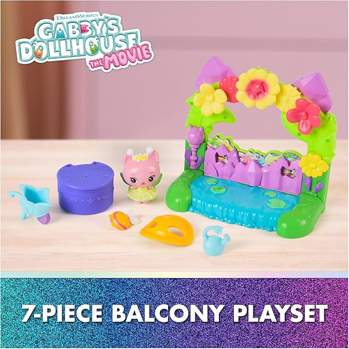 Gabby's Dollhouse: The Movie, Queen Kitty Fairy's Garden Balcony, with Toy Figure & Dollhouse Accessories, Kids Toys for Girls & Boys Ages 3 and Up