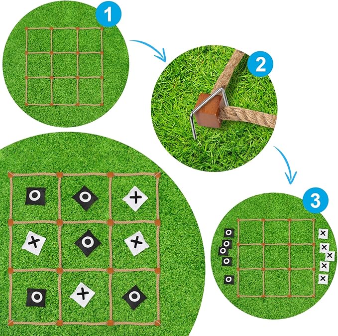Giant Tic Tac Toe Outdoor Games, 4ft x 4ft Bean Bag Toss Outdoor for Kids, Giant Yard for Adults, Jumbo Large Wooden Tic Tac Toss, Backyard Lawn Camping Game