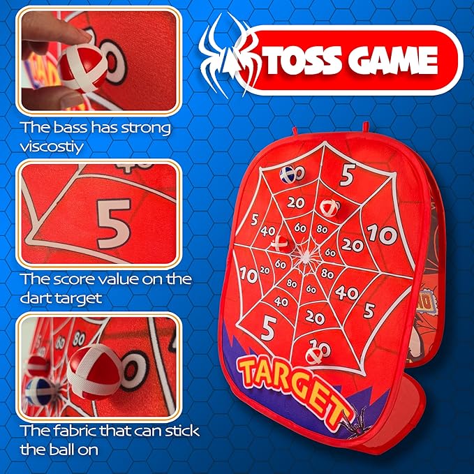 Spider Bean Bag Toss Game for Kids,5-Second Setup Cornhole Game,Spider Toys Gifts for 3 4 5 6 7 8 9 10,Party Outside Activities Carnival Games for Kids,Gift for Boy Girl Birthday or Christmas