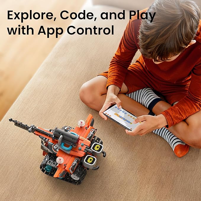 Sillbird Robot Building STEM Kit with Remote Control for Boys Ages 8-14, Technic Coding Gifts for Kids Birthday, Buildable 5in1 Robotics Toy with 596 Pieces