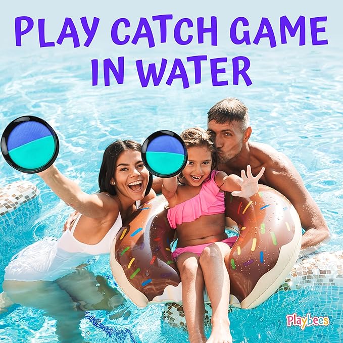 Toss and Catch Ball Game Classic Outdoor Yard Games for 3-10 Year Old Perfect Beach Toys Backyard Lawn Sport Activity Family Indoor & Outside Games Sport Pool Toys Paddle Game (4 Paddles 4 Balls)