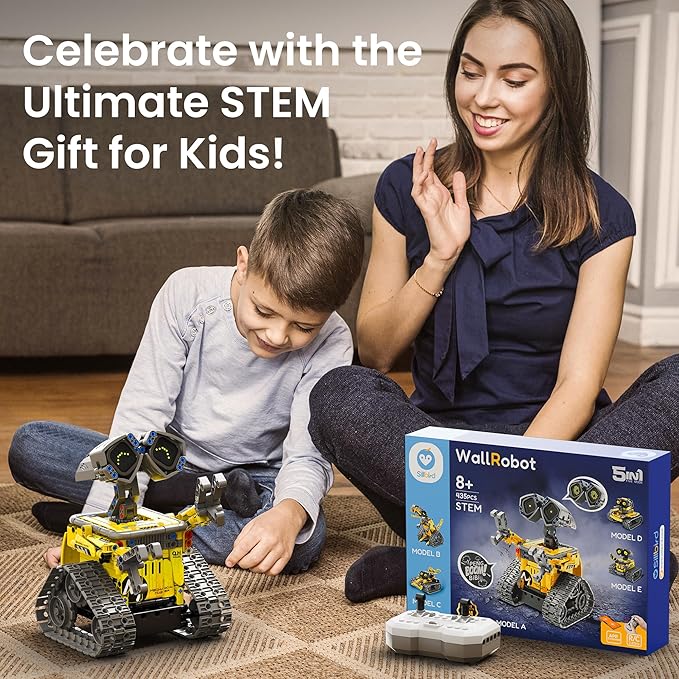 Sillbird Robot Building Kit with Remote Control for Boys Ages 8-14, STEM Coding Robotics Technic Toy Birthday Creative Gifts for Kids, Buildable 5in1 Models with 435 Pieces