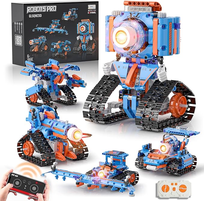 5in1 Robot Building Kits for Kids 6-12, APP & Remote Control STEM Robot Building Toys for Kids Science Learning, Technic Coding Tank Truck Stem Building Sets, Erector Set for Boys Girls Xmas Gifts