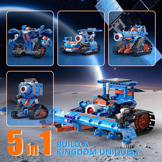 5in1 Robot Building Kits for Kids 6-12, APP & Remote Control STEM Robot Building Toys for Kids Science Learning, Technic Coding Tank Truck Stem Building Sets, Erector Set for Boys Girls Xmas Gifts
